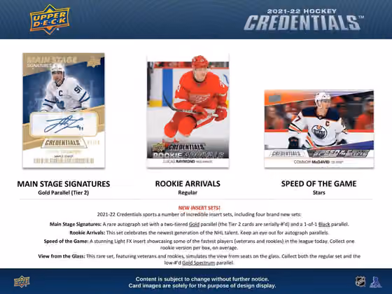2021/22 Upper Deck Credentials NHL Hockey Hobby Box view 4