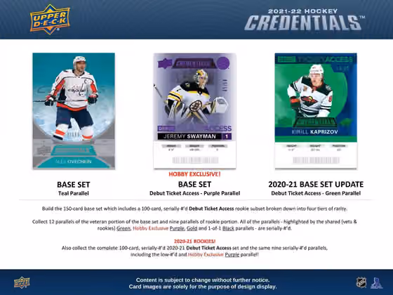 2021/22 Upper Deck Credentials NHL Hockey Hobby Box view 2