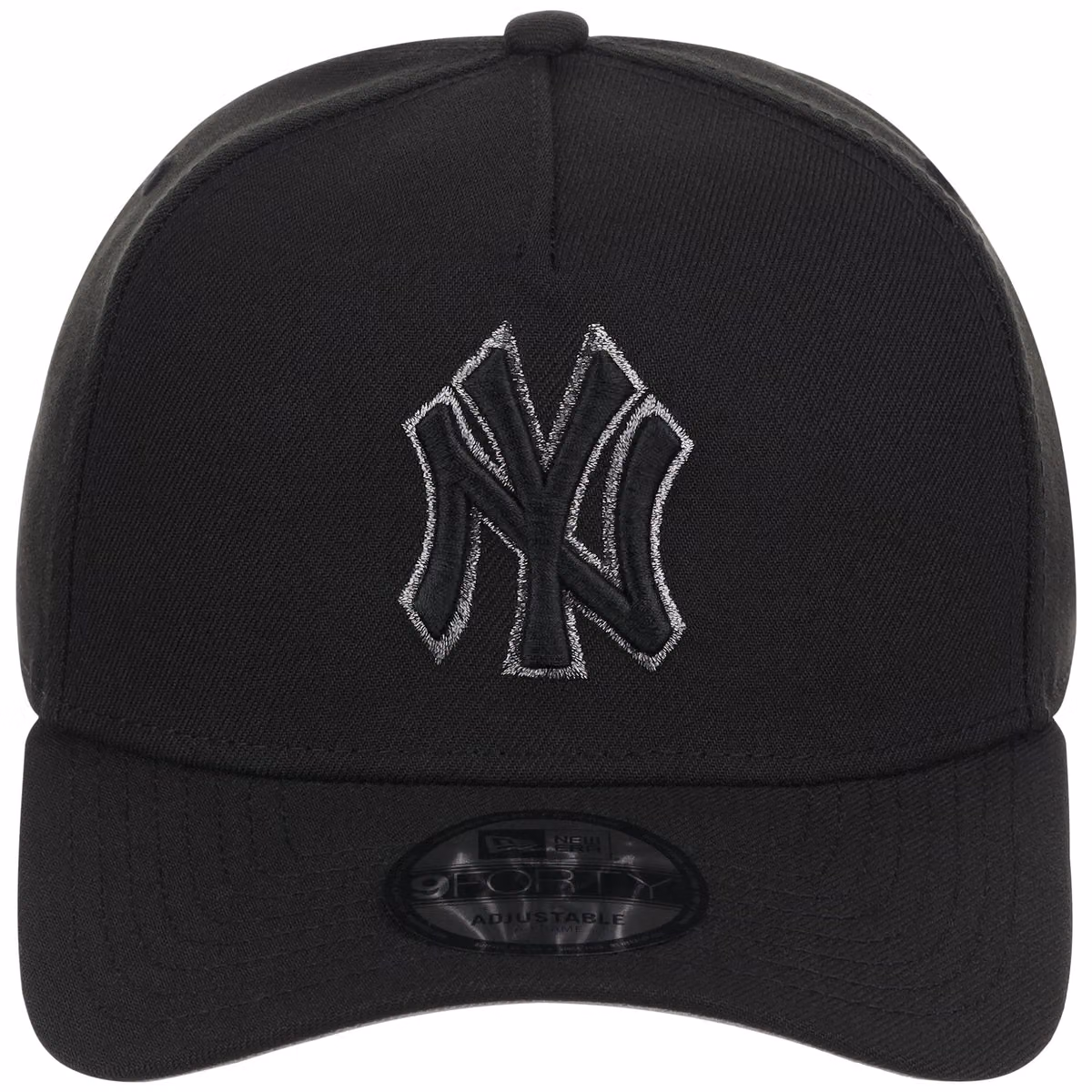 New York Yankees MLB Black x Pewter FASHION CORE New Era 9FORTY A-Frame detail view