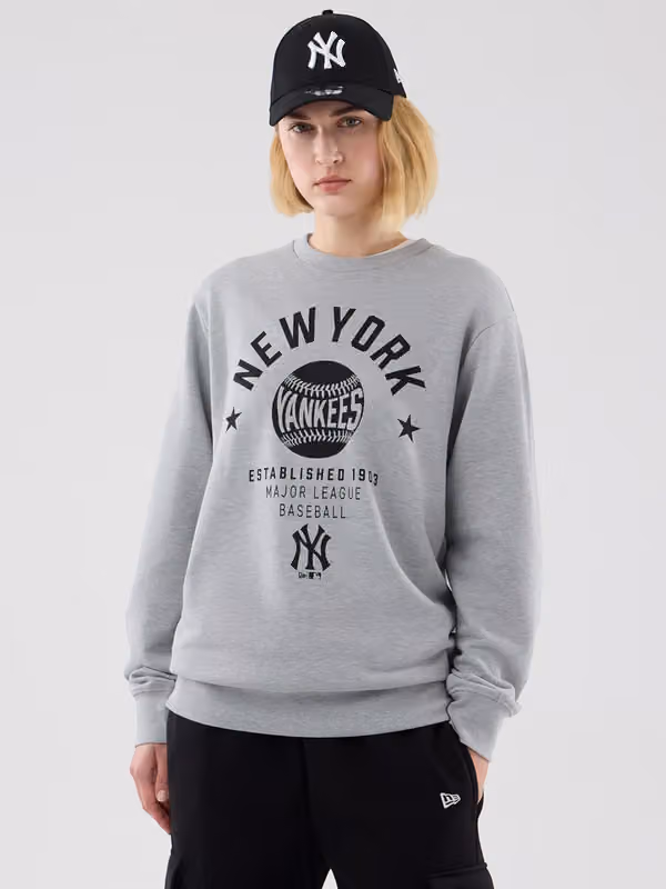 New York Yankees Baseball Crewneck MLB Sweatshirt Gray view 4