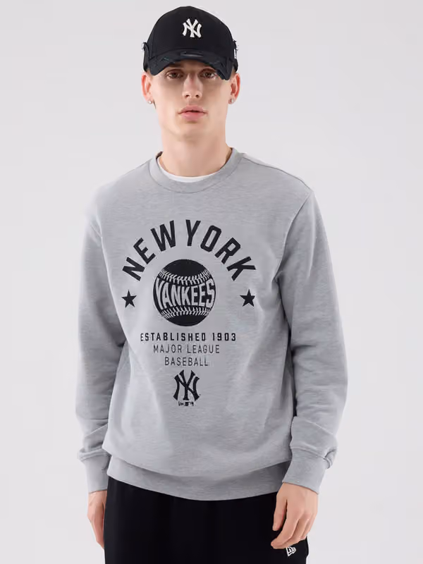 New York Yankees Baseball Crewneck MLB Sweatshirt Gray view 2
