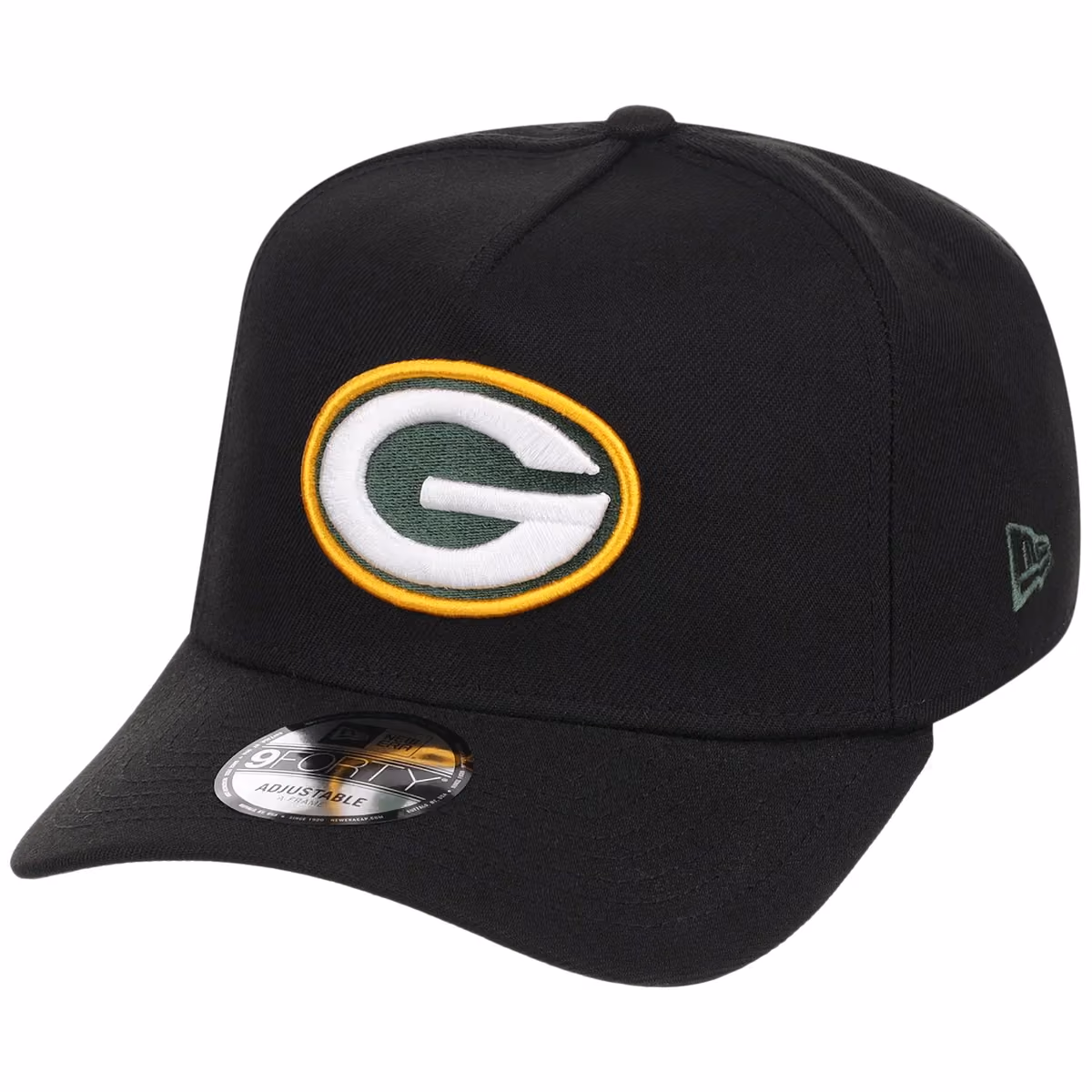 Green Bay Packers NFL Black Dome New Era 9FORTY A-Frame detail view