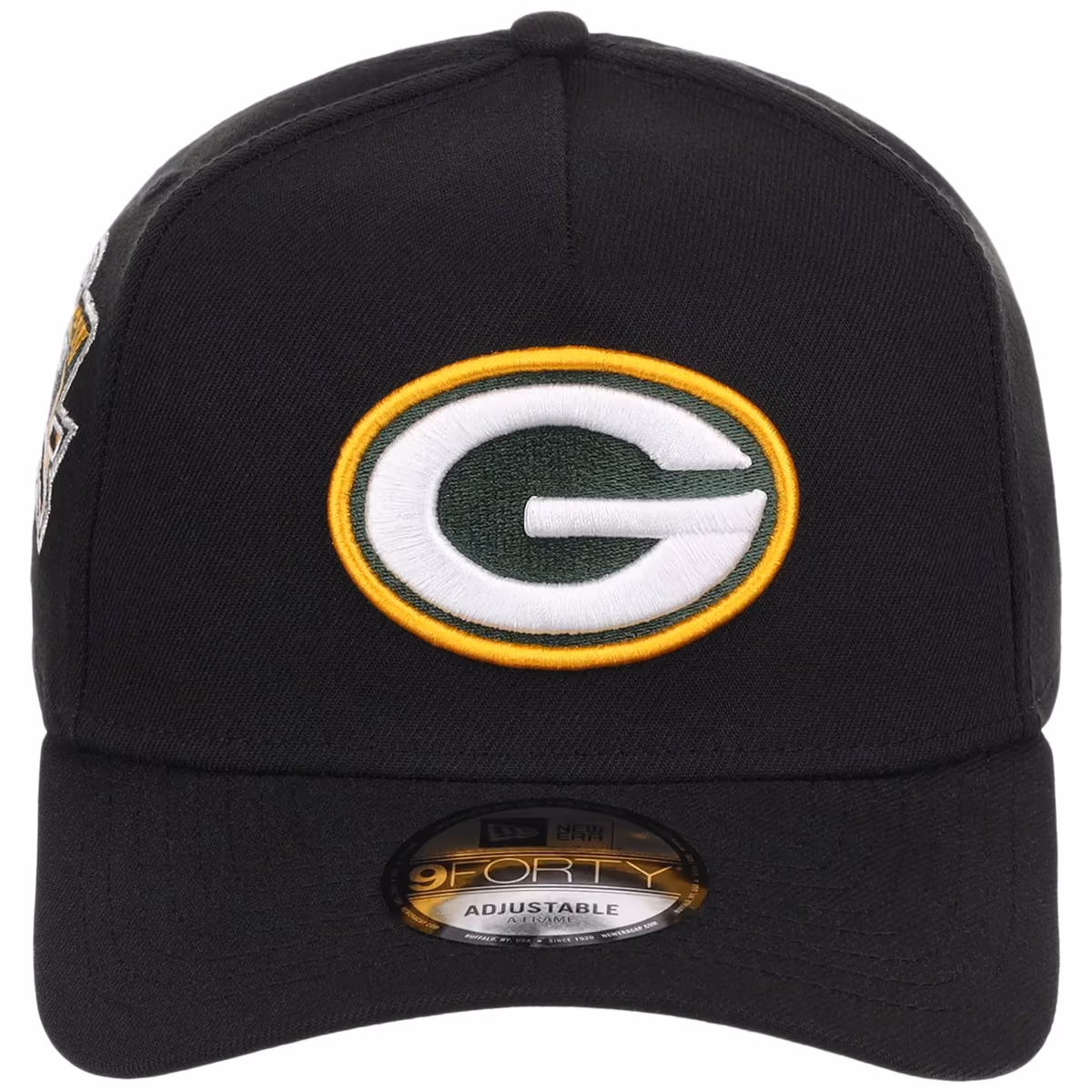 Green Bay Packers NFL Black Dome New Era 9FORTY A-Frame detail view