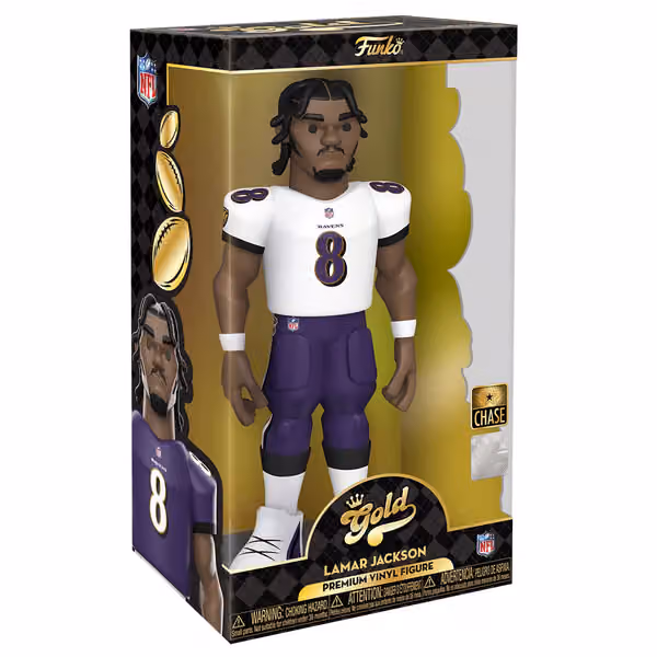 Funko Vinyl Gold 12" Lamar Jackson Baltimore Ravens CHASE Edition NFL Figure view 1