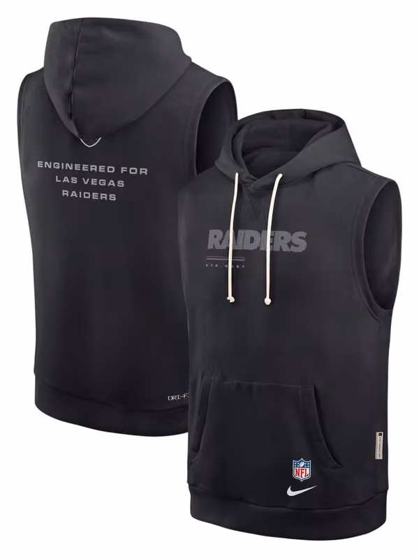 Las Vegas Raiders 2026 NFL Sideline Standard Issue Sleeveless Hoodie Black view 1