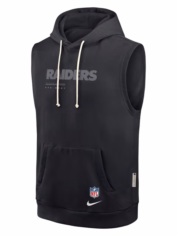 Las Vegas Raiders 2026 NFL Sideline Standard Issue Sleeveless Hoodie Black view 2