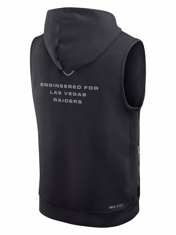 Las Vegas Raiders 2026 NFL Sideline Standard Issue Sleeveless Hoodie Black view 3