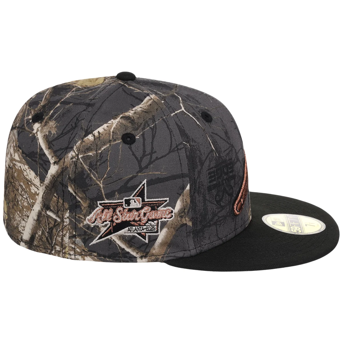 Atlanta Braves MLB Black Realtree 2-TONE Black & Copper New Era 59FIFTY detail view