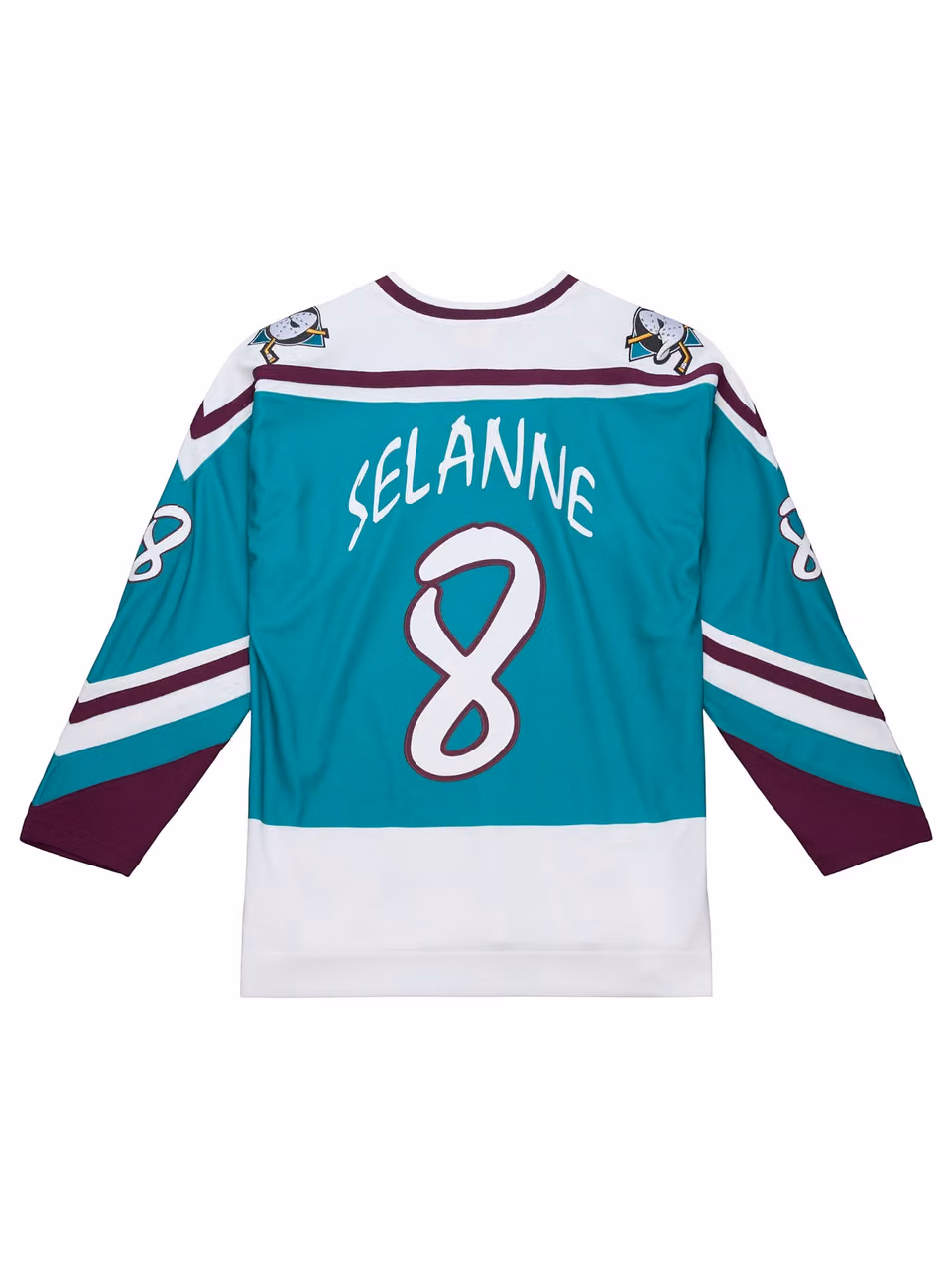 Teemu Selänne #8 Anaheim Mighty Ducks 1995-96 Premium Power Play NHL Jersey Alternate Teal view 2