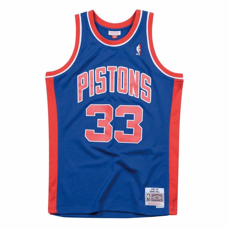 Grant Hill #33 Detroit Pistons 1995-96 Swingman NBA Jersey Blue view 1