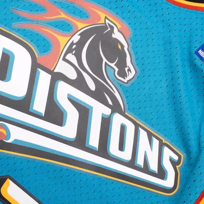 Grant Hill #33 Detroit Pistons 1998-99 Mitchell & Ness Swingman NBA Jersey Teal view 5