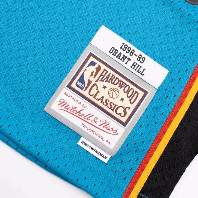 Grant Hill #33 Detroit Pistons 1998-99 Mitchell & Ness Swingman NBA Jersey Teal view 3