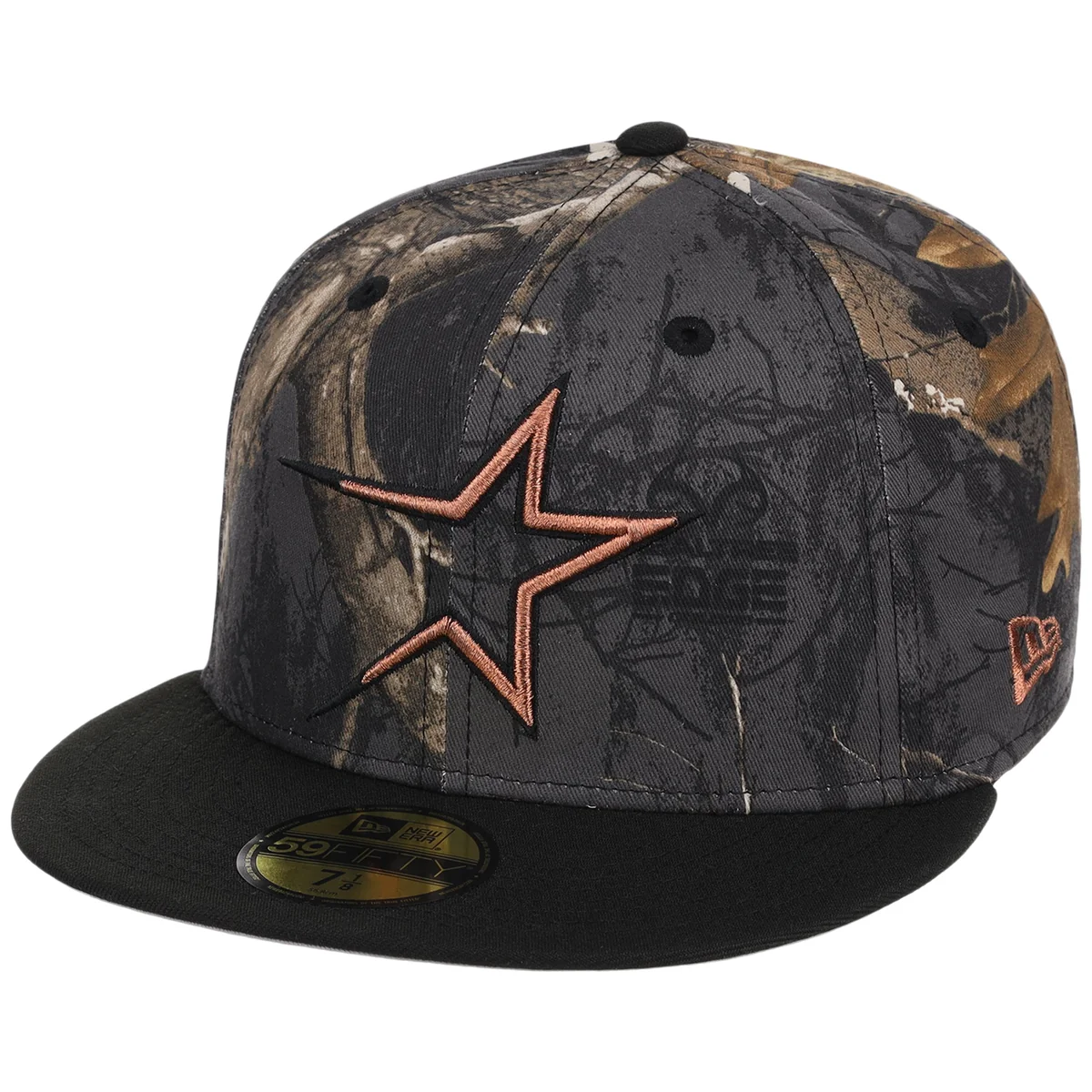 Houston Astros MLB Black Realtree 2-TONE Black & Copper New Era 59FIFTY detail view