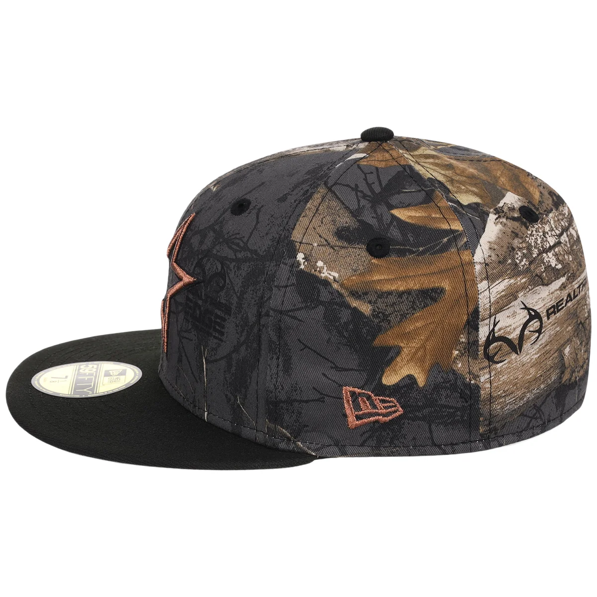 Houston Astros MLB Black Realtree 2-TONE Black & Copper New Era 59FIFTY detail view
