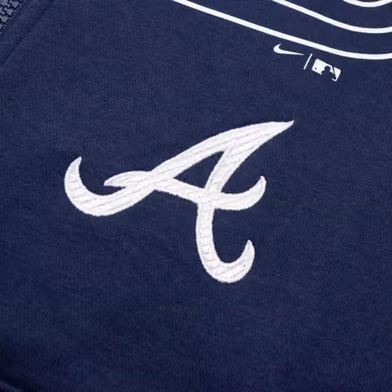 Atlanta Braves Knockout Script MLB Full-Zip Hoodie Navy view 3