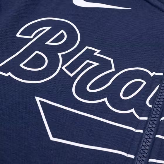 Atlanta Braves Knockout Script MLB Full-Zip Hoodie Navy view 4