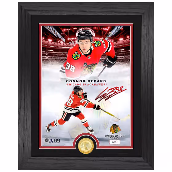 Connor Bedard Chicago Blackhawks Bronze Coin Framed NHL Photo view 1