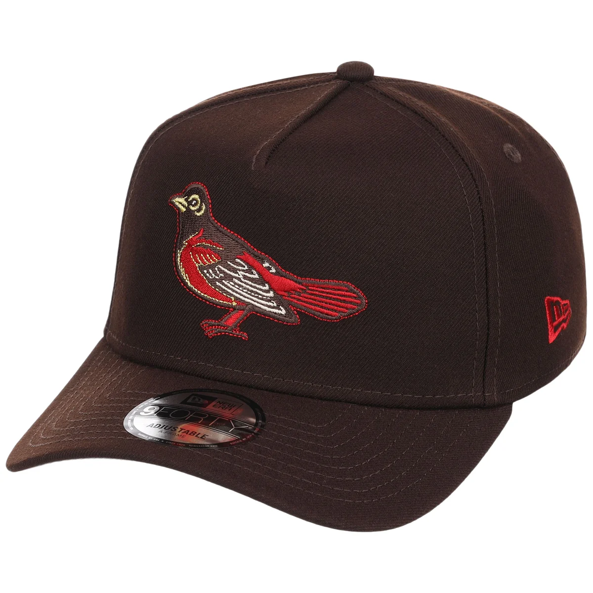 Baltimore Orioles MLB Burnt Wood FASHION CORE New Era 9FORTY A-Frame detail view