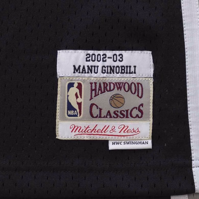 Emanuel Ginóbili #20 San Antonio Spurs 2002-03 Swingman NBA Jersey Black view 3