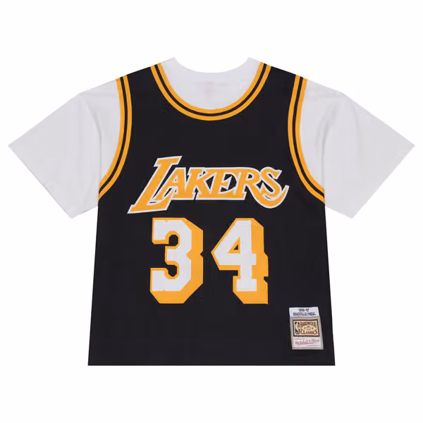 Shaquille O'Neal #34 Los Angeles Lakers Backward Jersey T-Shirt Black view 2
