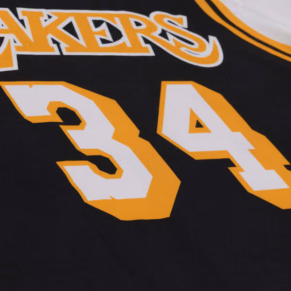 Shaquille O'Neal #34 Los Angeles Lakers Backward Jersey T-Shirt Black view 4