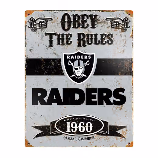 Las Vegas Raiders Obey The Rules Embossed NFL Metal Sign view 1