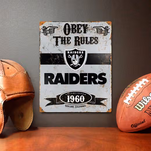 Las Vegas Raiders Obey The Rules Embossed NFL Metal Sign view 2