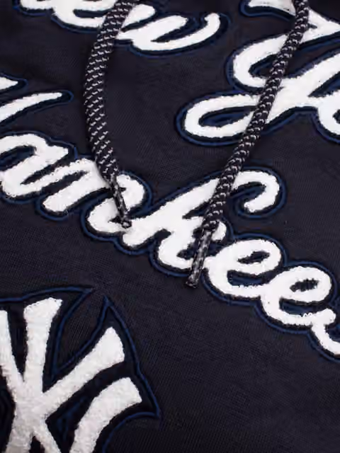 New York Yankees Felt Logo Throwback MLB Hoodie Navy view 3