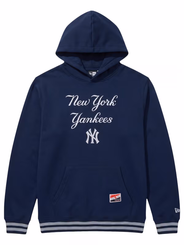 New York Yankees Felt Logo Throwback MLB Hoodie Navy view 1