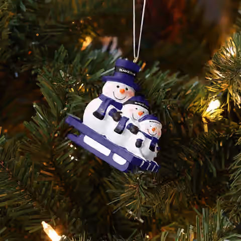 Baltimore Ravens NFL Sledding Snowmen Christmas Ornament view 4