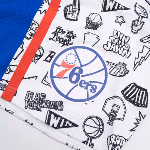 Philadelphia 76ers Doodle Mitchell & Ness Swingman NBA Shorts view 3