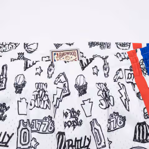Philadelphia 76ers Doodle Mitchell & Ness Swingman NBA Shorts view 4