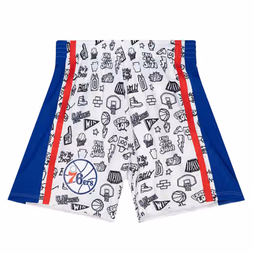 Philadelphia 76ers Doodle Mitchell & Ness Swingman NBA Shorts view 1
