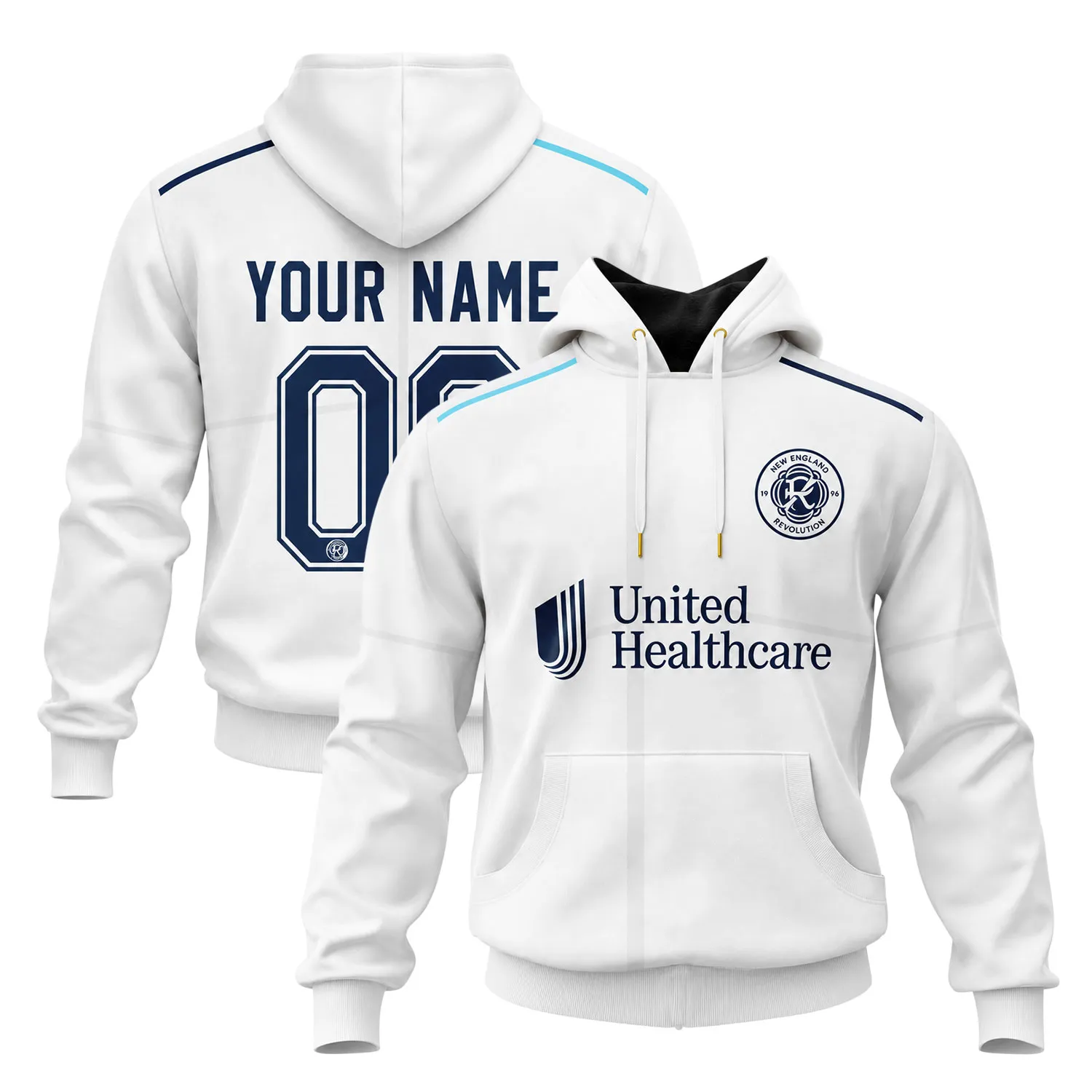 New England Revs White Hoodie Custom Stylish Fan Wear