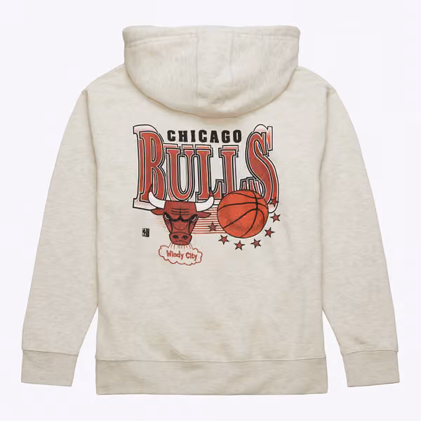Chicago Bulls Slammin Mitchell & Ness NBA Hoodie Oatmeal Heather view 2