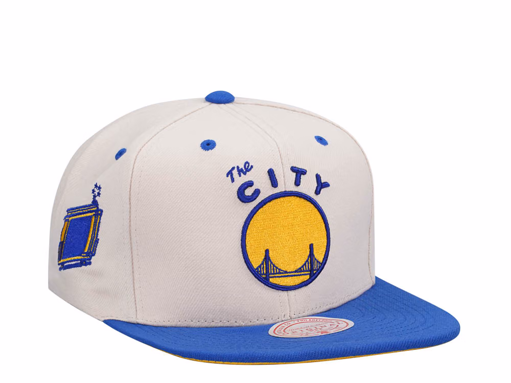 Mitchell & Ness Golden State Warriors Sail Off White Two Tone Snapback Hat front