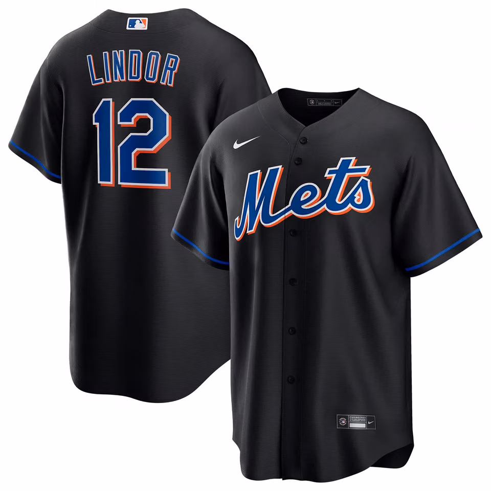 Francisco Lindor #12 New York Mets Nike MLB Jersey Black view 1