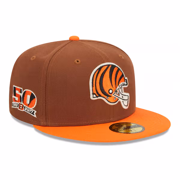 Cincinnati Bengals Harvest New Era 59FIFTY Fitted NFL Cap Brown product photo