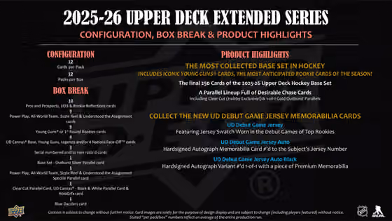 2025/26 Upper Deck Extended Series Hockey NHL Hobby Box view 9