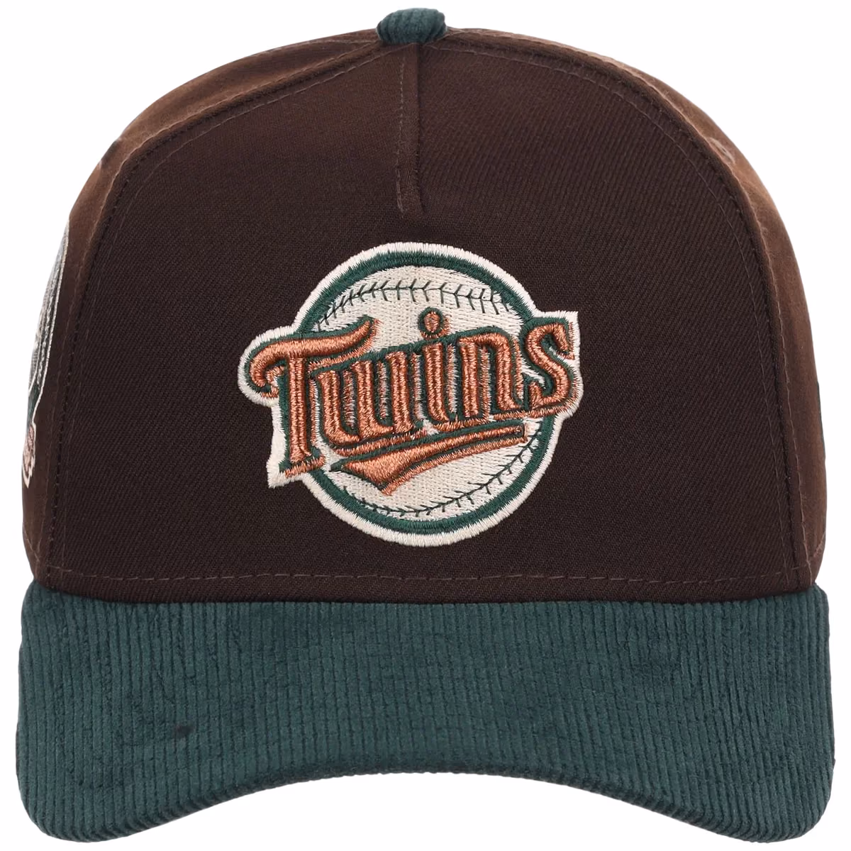 Minnesota Twins MLB Forest Ember New Era 9FORTY A-Frame detail view