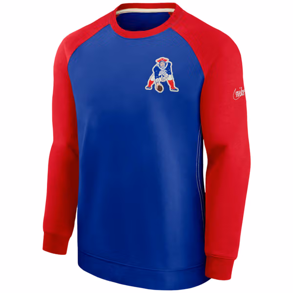 New England Patriots Raglan NFL Throwback Nike Crewneck Pullover view 1