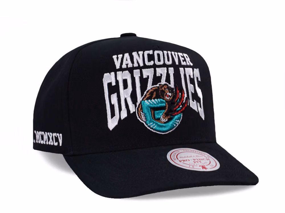 Mitchell & Ness Memphis Grizzlies Black Pro Pinch Fit Snapback Hat front