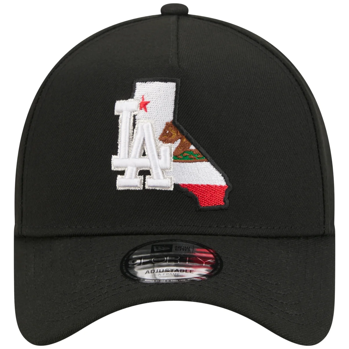 Los Angeles Dodgers Los Angeles Crown the City - State Flag Fill - Black/Black New Era 9FORTY detail view