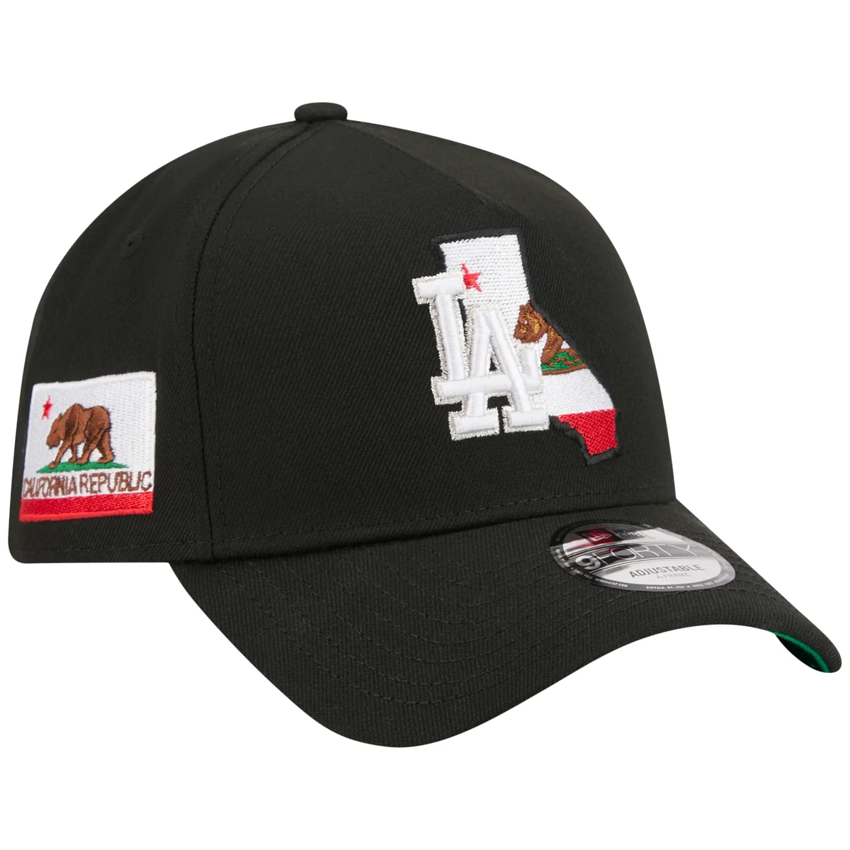 Los Angeles Dodgers Los Angeles Crown the City - State Flag Fill - Black/Black New Era 9FORTY front view