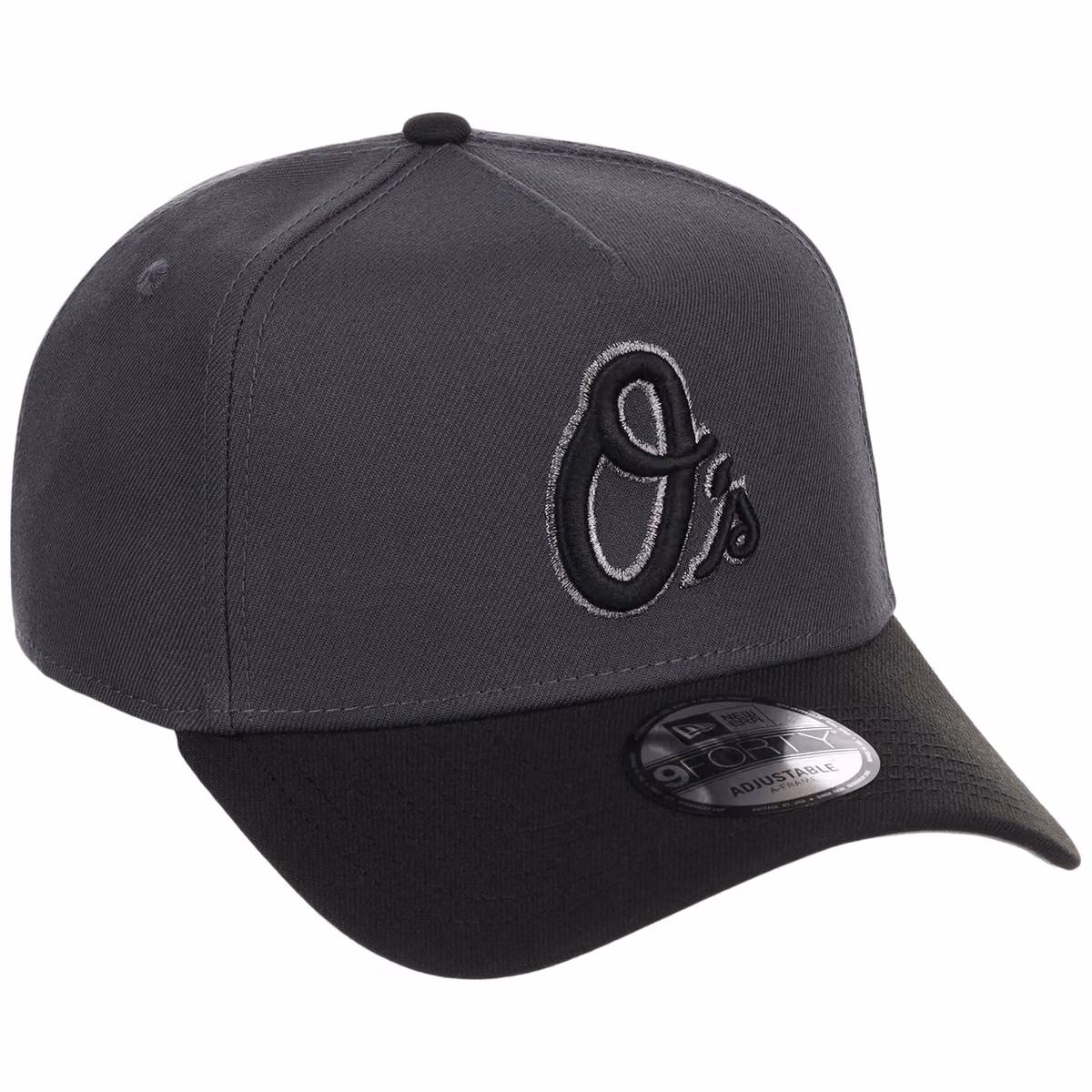 Baltimore Orioles MLB Graphite x Black FASHION CORE New Era 9FORTY A-Frame front view
