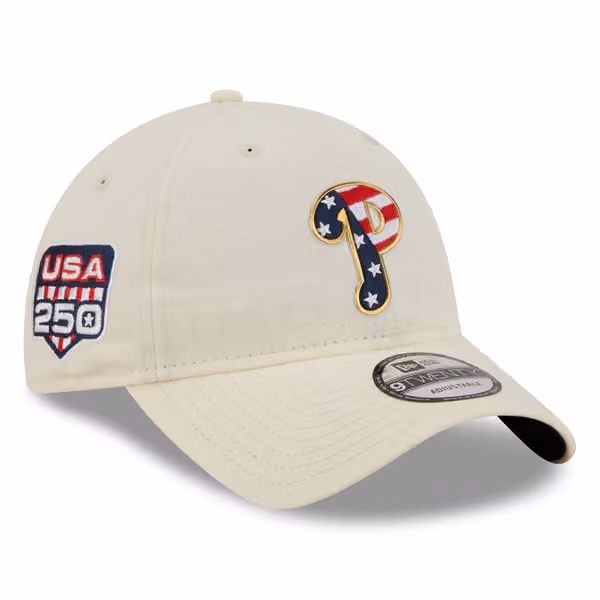 Philadelphia Phillies 4th of July USA 250 9TWENTY Adjustable Cap Cream product photo