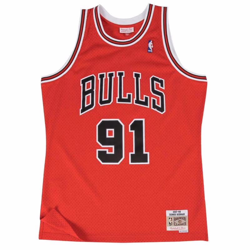 Dennis Rodman #91 Chicago Bulls 1997-98 Mitchell & Ness Swingman NBA Jersey Red view 1