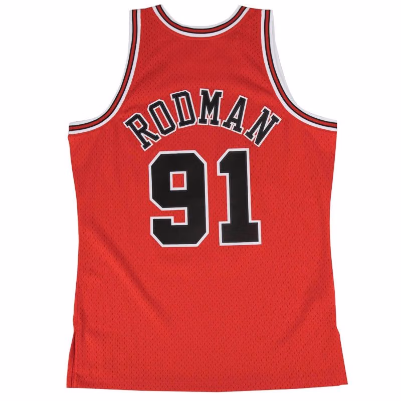 Dennis Rodman #91 Chicago Bulls 1997-98 Mitchell & Ness Swingman NBA Jersey Red view 2
