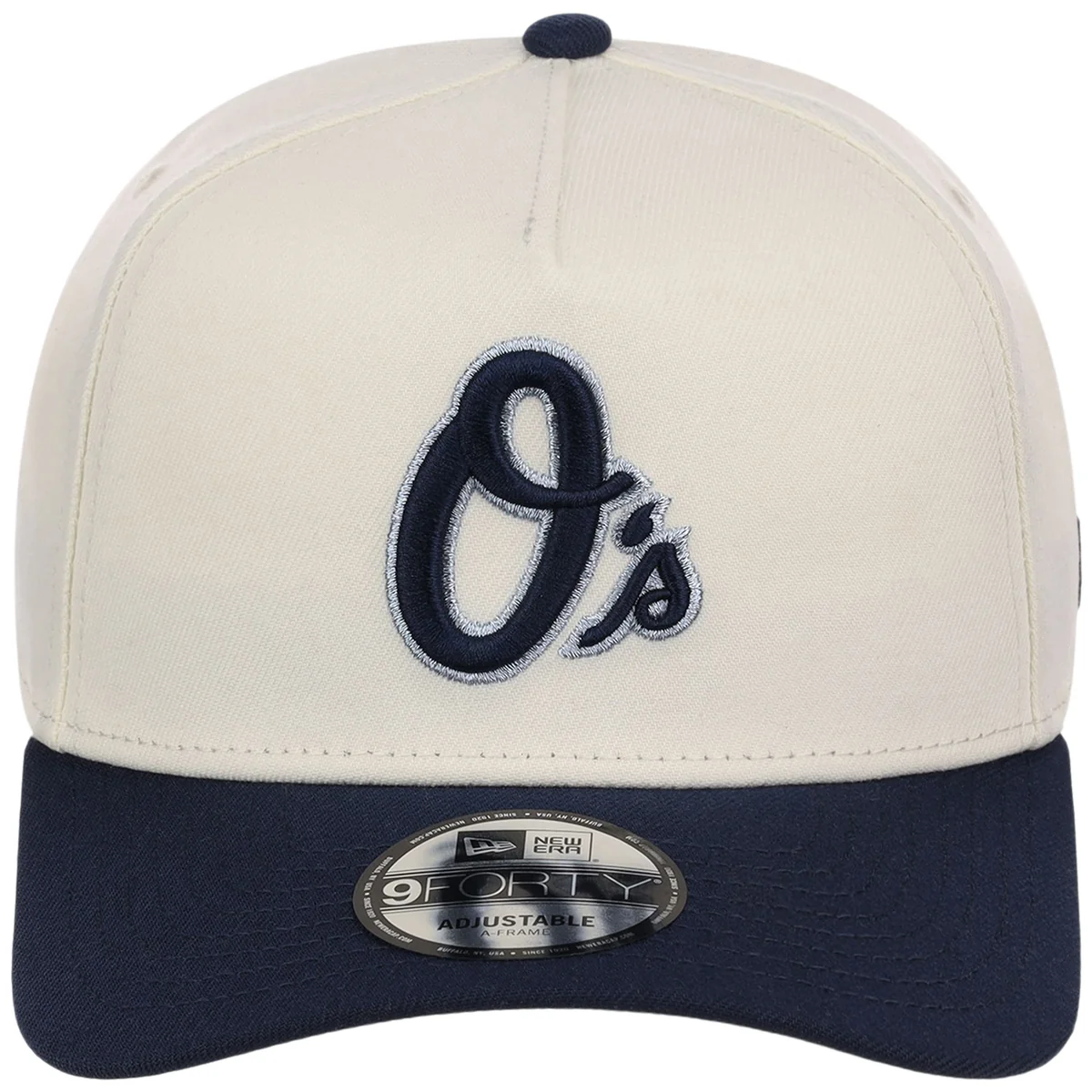 Baltimore Orioles MLB Chrome x Navy FASHION CORE New Era 9FORTY A-Frame detail view