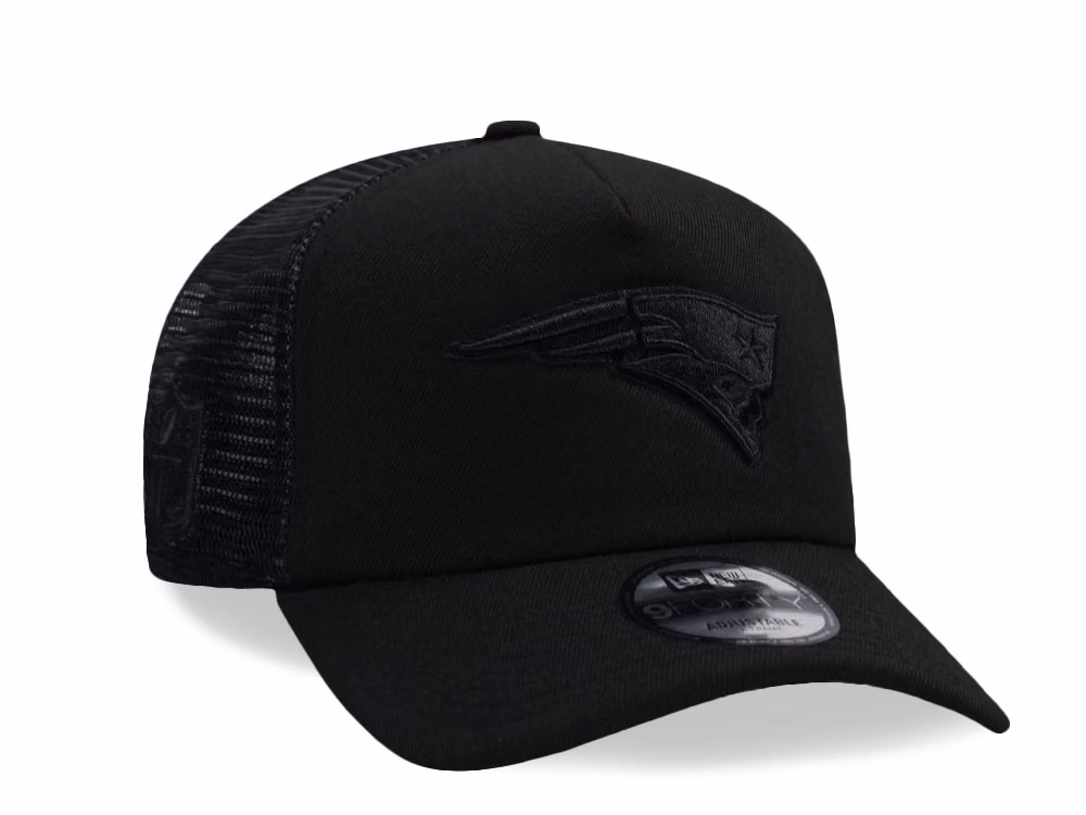 New Era New England Patriots Black Foam Trucker 9Forty A Frame Snapback Hat front